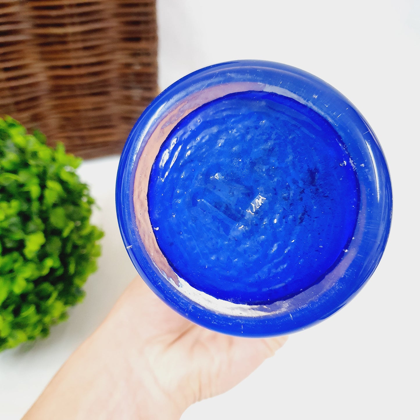 Vase / Soliflore bleu vintage en verre